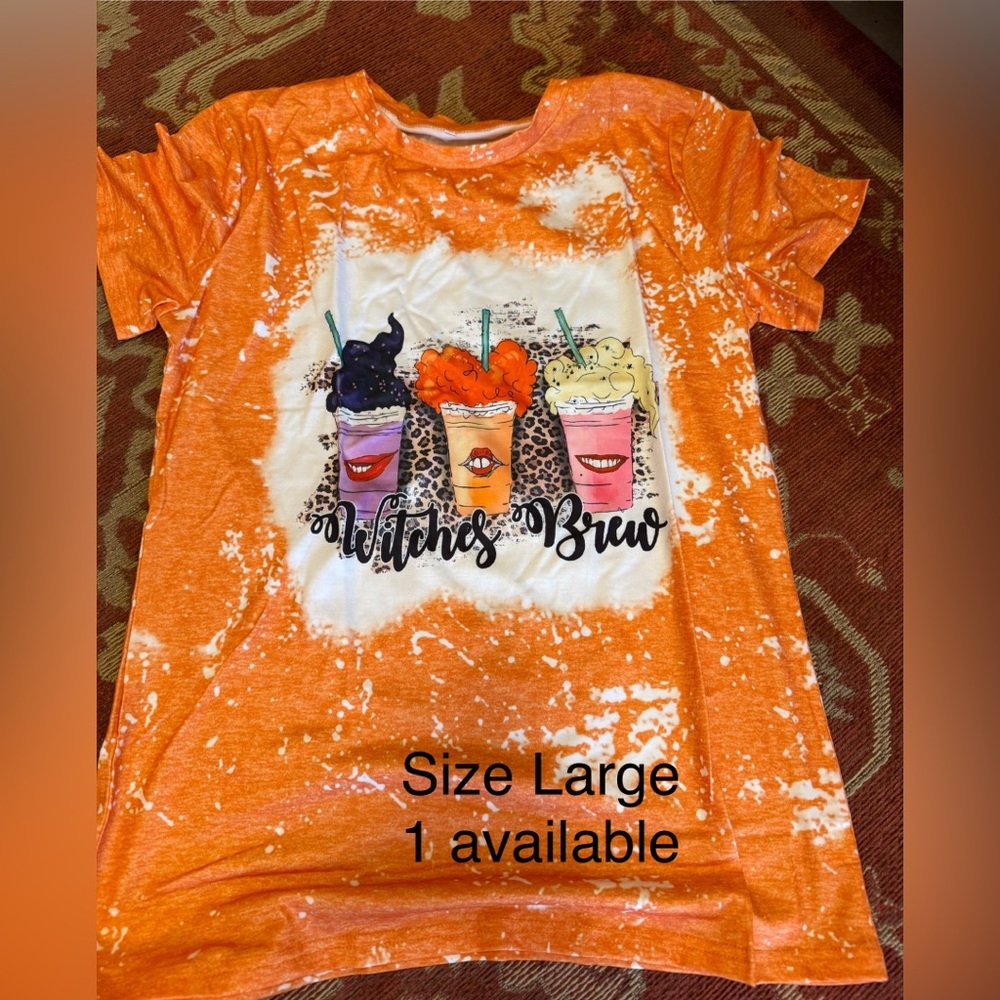 Orange Graphic Tee with Witches Brew Design